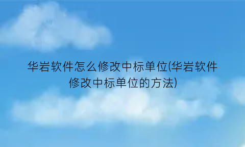 “华岩软件怎么修改中标单位(华岩软件修改中标单位的方法)