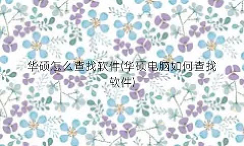 “华硕怎么查找软件(华硕电脑如何查找软件)
