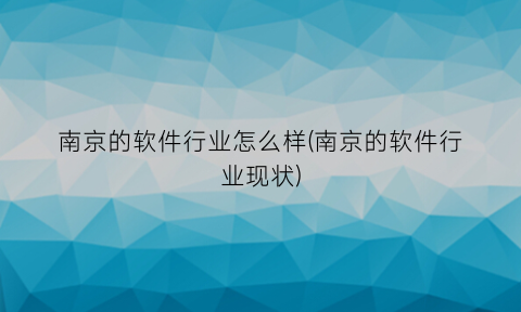 “南京的软件行业怎么样(南京的软件行业现状)