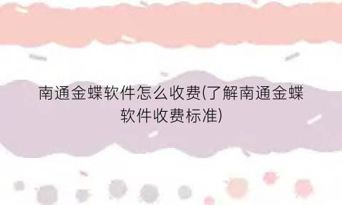 “南通金蝶软件怎么收费(了解南通金蝶软件收费标准)