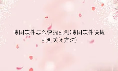 “博图软件怎么快捷强制(博图软件快捷强制关闭方法)
