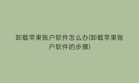 卸载苹果账户软件怎么办(卸载苹果账户软件的步骤)