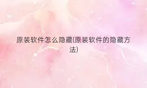 “原装软件怎么隐藏(原装软件的隐藏方法)