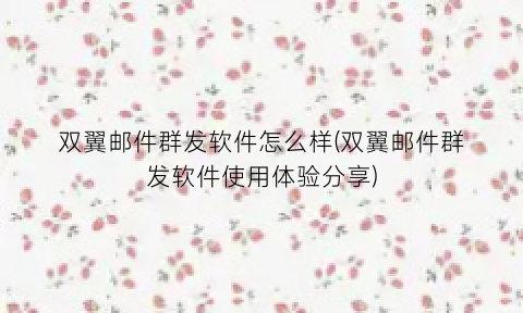 双翼邮件群发软件怎么样(双翼邮件群发软件使用体验分享)