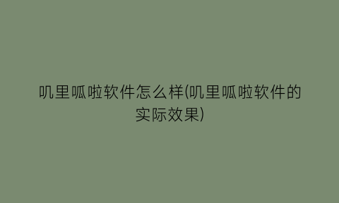 叽里呱啦软件怎么样(叽里呱啦软件的实际效果)