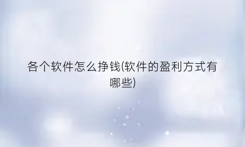 各个软件怎么挣钱(软件的盈利方式有哪些)