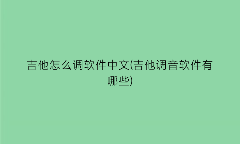 吉他怎么调软件中文(吉他调音软件有哪些)