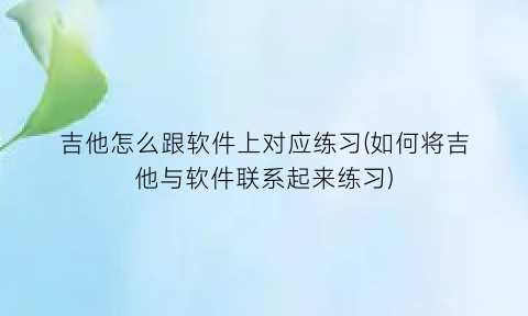 吉他怎么跟软件上对应练习(如何将吉他与软件联系起来练习)