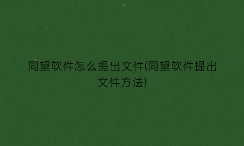 “同望软件怎么提出文件(同望软件提出文件方法)
