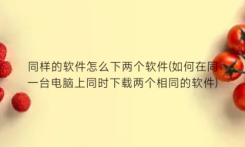 同样的软件怎么下两个软件(如何在同一台电脑上同时下载两个相同的软件)