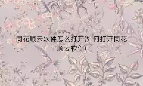 同花顺云软件怎么打开(如何打开同花顺云软件)