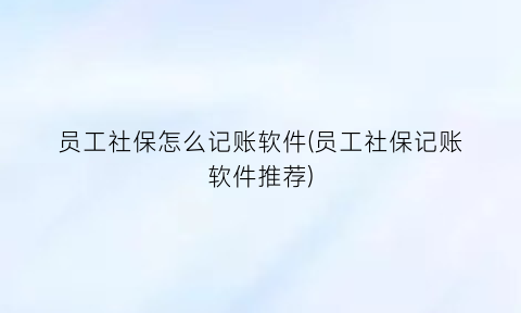 员工社保怎么记账软件(员工社保记账软件推荐)