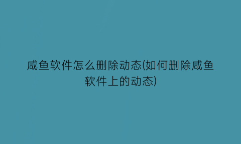 咸鱼软件怎么删除动态(如何删除咸鱼软件上的动态)