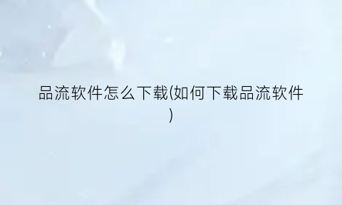 品流软件怎么下载(如何下载品流软件)