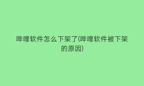 哔哩软件怎么下架了(哔哩软件被下架的原因)