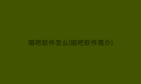 “唱吧软件怎么(唱吧软件简介)