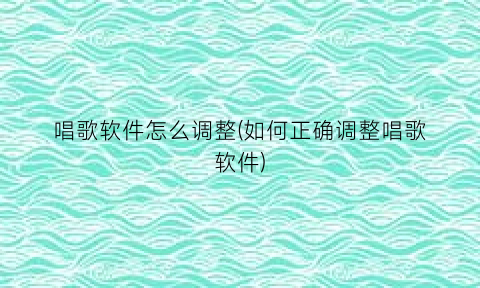 唱歌软件怎么调整(如何正确调整唱歌软件)