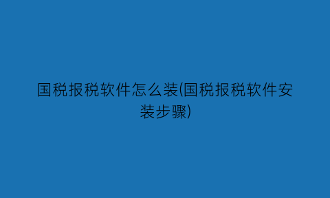 “国税报税软件怎么装(国税报税软件安装步骤)