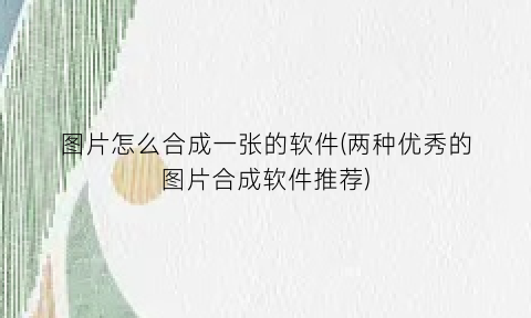 图片怎么合成一张的软件(两种优秀的图片合成软件推荐)