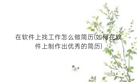 在软件上找工作怎么做简历(如何在软件上制作出优秀的简历)