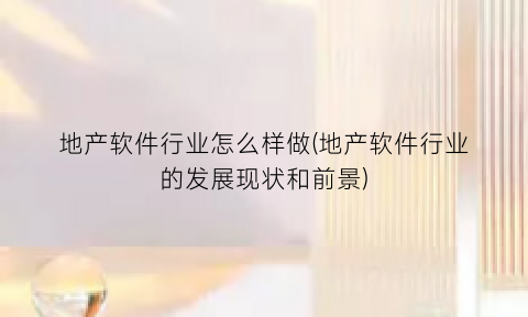 地产软件行业怎么样做(地产软件行业的发展现状和前景)