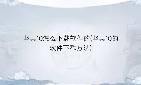 “坚果10怎么下载软件的(坚果10的软件下载方法)