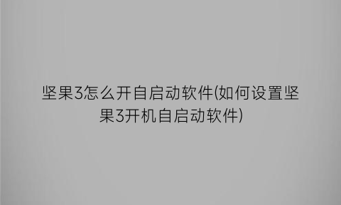 坚果3怎么开自启动软件(如何设置坚果3开机自启动软件)