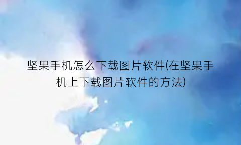 “坚果手机怎么下载图片软件(在坚果手机上下载图片软件的方法)