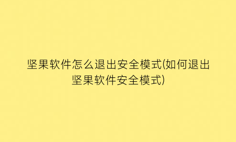 坚果软件怎么退出安全模式(如何退出坚果软件安全模式)