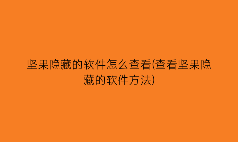 “坚果隐藏的软件怎么查看(查看坚果隐藏的软件方法)