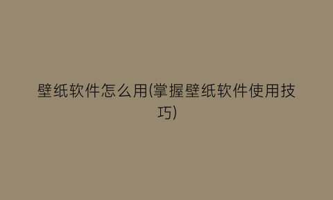 壁纸软件怎么用(掌握壁纸软件使用技巧)