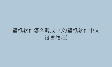 “壁纸软件怎么调成中文(壁纸软件中文设置教程)
