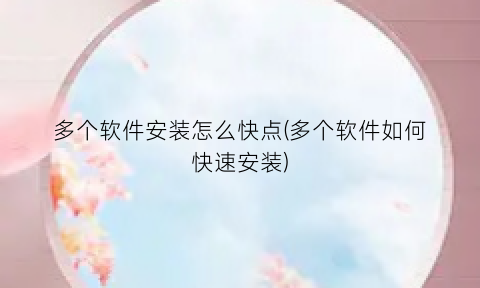 多个软件安装怎么快点(多个软件如何快速安装)