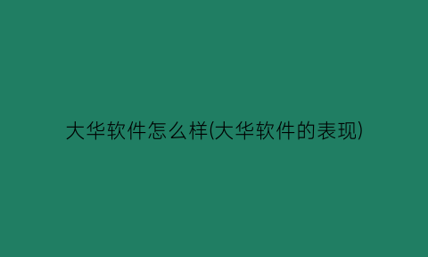 大华软件怎么样(大华软件的表现)