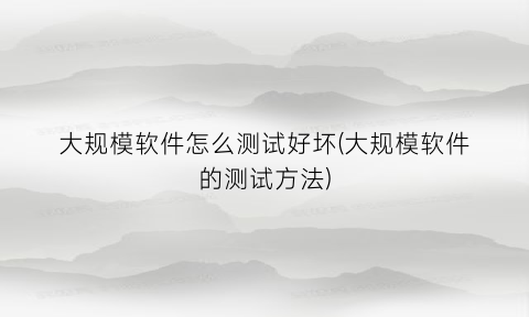 “大规模软件怎么测试好坏(大规模软件的测试方法)