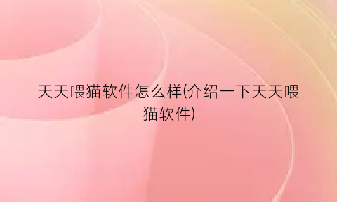 “天天喂猫软件怎么样(介绍一下天天喂猫软件)