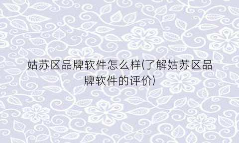 “姑苏区品牌软件怎么样(了解姑苏区品牌软件的评价)