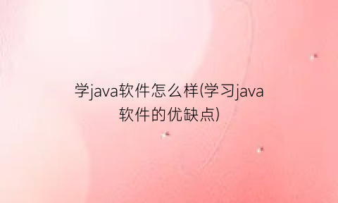 “学java软件怎么样(学习java软件的优缺点)