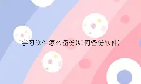 学习软件怎么备份(如何备份软件)