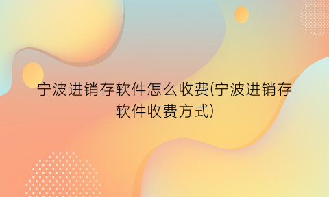 “宁波进销存软件怎么收费(宁波进销存软件收费方式)