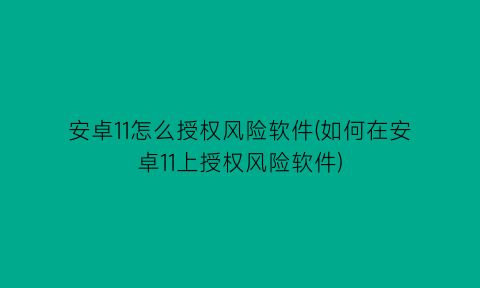 “安卓11怎么授权风险软件(如何在安卓11上授权风险软件)