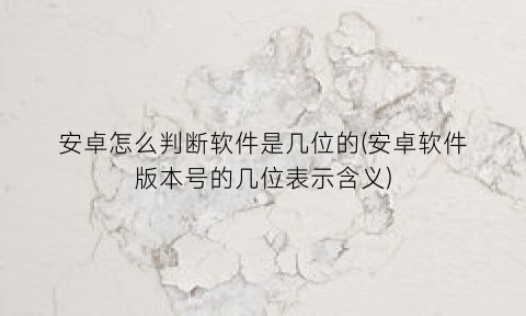 安卓怎么判断软件是几位的(安卓软件版本号的几位表示含义)