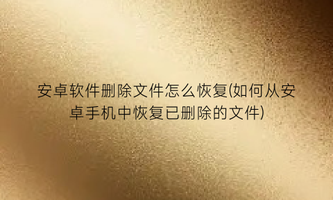 安卓软件删除文件怎么恢复(如何从安卓手机中恢复已删除的文件)