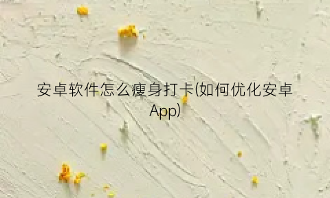 安卓软件怎么瘦身打卡(如何优化安卓App)