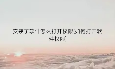 安装了软件怎么打开权限(如何打开软件权限)