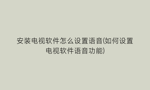 安装电视软件怎么设置语音(如何设置电视软件语音功能)