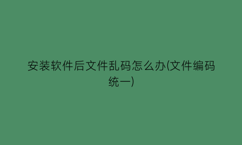 “安装软件后文件乱码怎么办(文件编码统一)