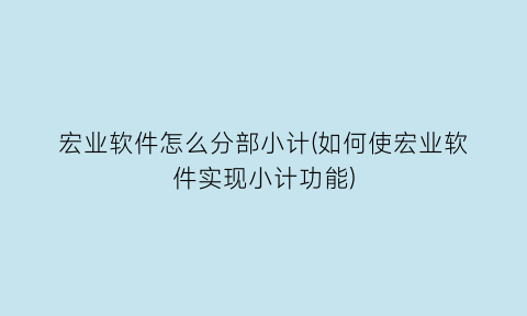 宏业软件怎么分部小计(如何使宏业软件实现小计功能)