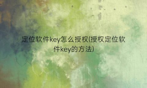 “定位软件key怎么授权(授权定位软件key的方法)