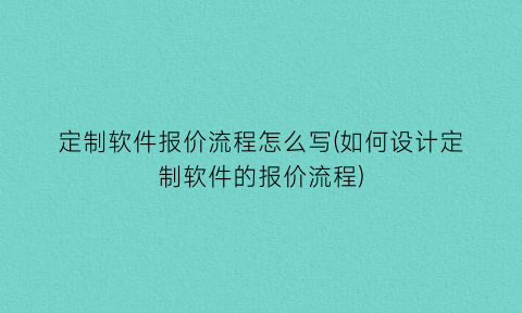 “定制软件报价流程怎么写(如何设计定制软件的报价流程)